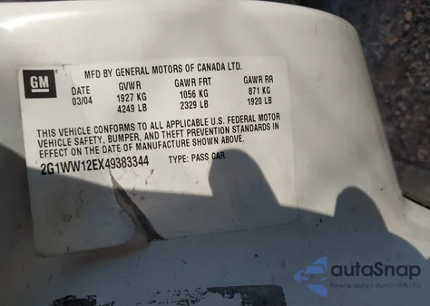 2004 Chevrolet Monte Carlo Ls из США, поврежденный, VIN 2G1WW12EX49383344